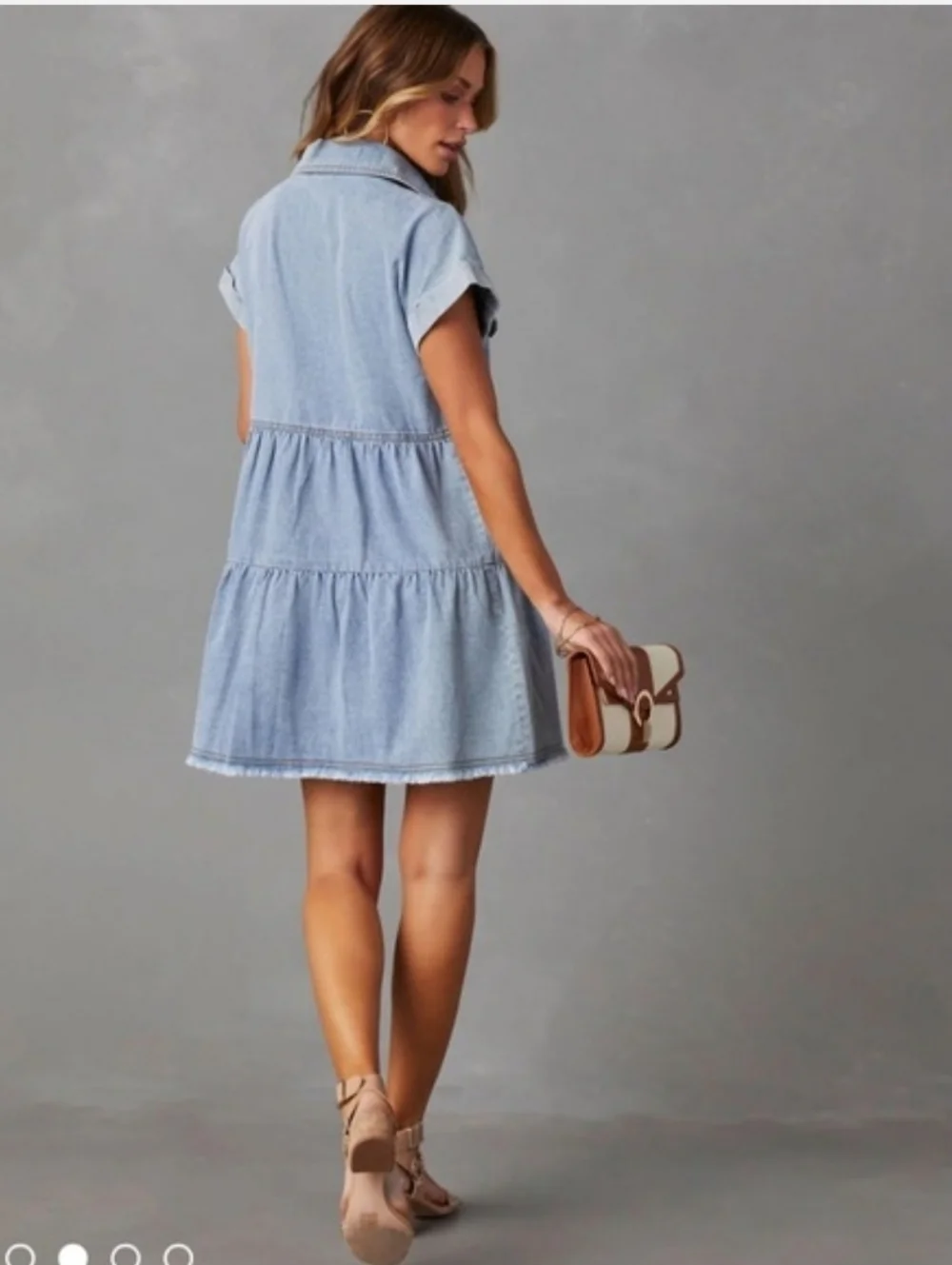 VICI Tiered Denim Babydoll Dress. Sz: Small